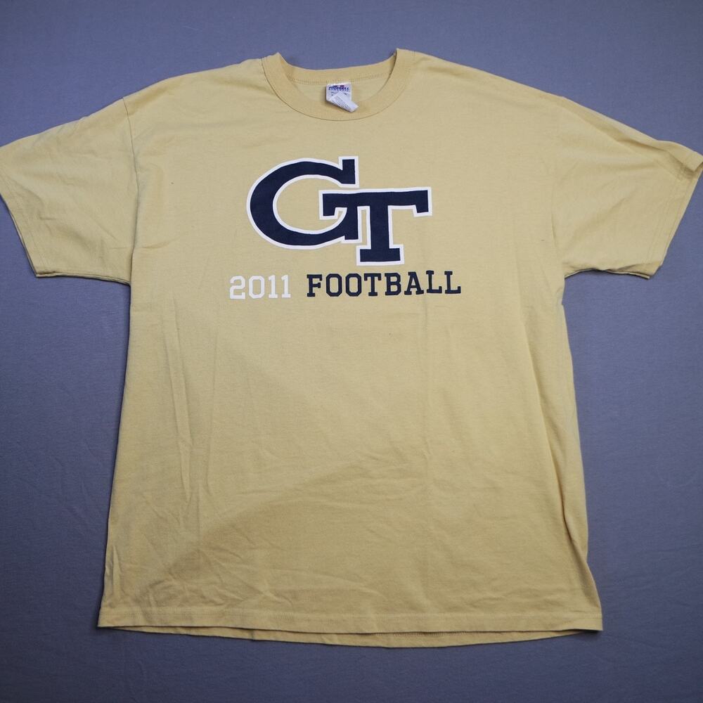 Vintage Y2K 2011 Georgia Tech Football Season Schedule Gold T Shirt Men’s XL